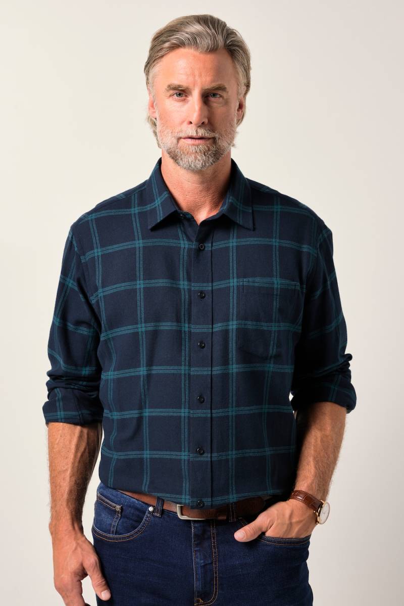 Große Größen Boston Park Karohemd, Herren, blau, Größe: 4XL, Baumwolle, Boston Park von Boston Park