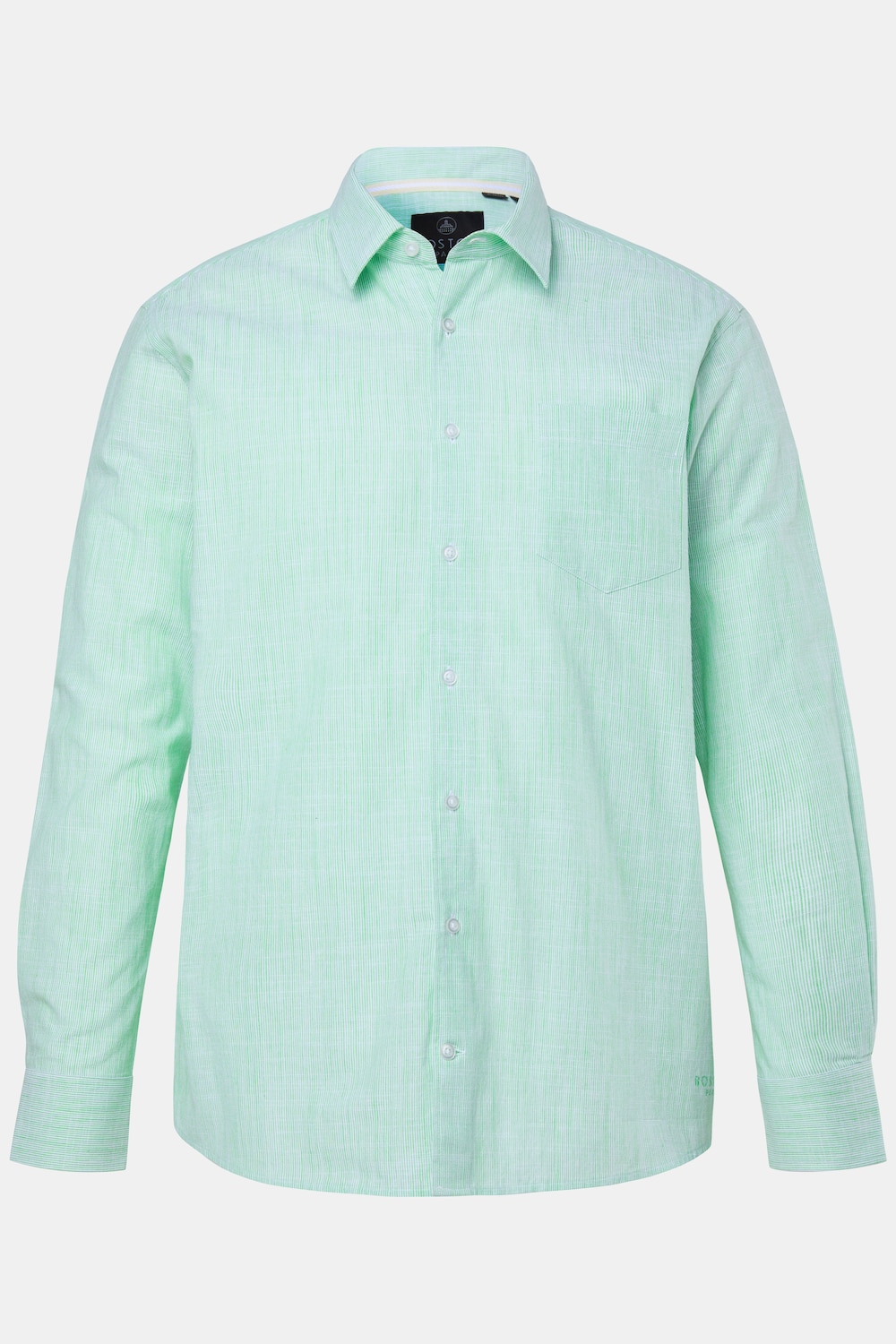 Große Größen Boston Park Leinenmix-Streifenhemd, Herren, grün, Größe: L, Baumwolle, Boston Park von Boston Park