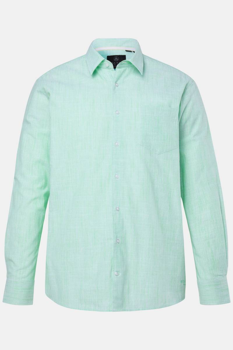 Große Größen Boston Park Leinenmix-Streifenhemd, Herren, grün, Größe: L, Baumwolle, Boston Park von Boston Park