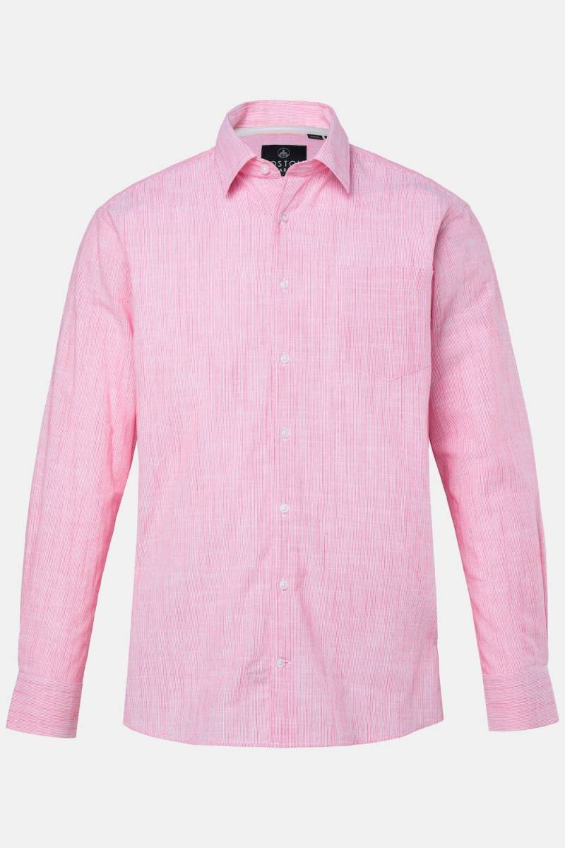 Große Größen Boston Park Leinenmix-Streifenhemd, Herren, rot, Größe: XXL, Baumwolle, Boston Park von Boston Park