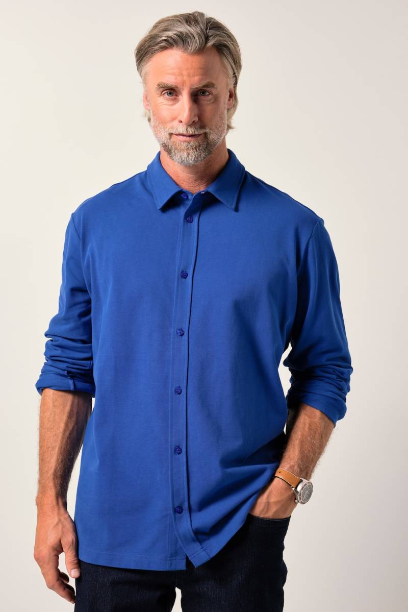 Große Größen Boston Park Piqué-Hemd, Herren, blau, Größe: XXL, Baumwolle, Boston Park von Boston Park