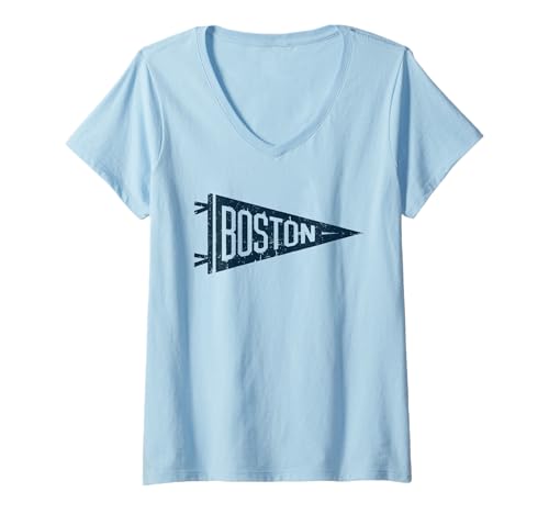 Damen Boston Tshirt Massachusetts MA Vintage Sport Retro T-Shirt mit V-Ausschnitt von Boston TShirt Massachusetts Ma Vintage Sports