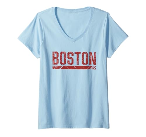 Damen Boston Tshirt Massachusetts MA Vintage Sport Retro T-Shirt mit V-Ausschnitt von Boston TShirt Massachusetts Ma Vintage Sports