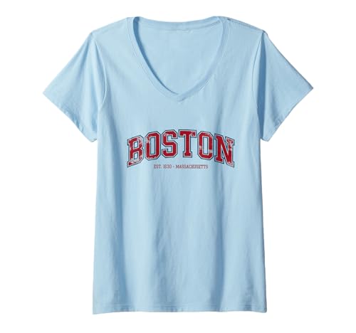 Damen Boston Tshirt Massachusetts MA Vintage Sport Retro T-Shirt mit V-Ausschnitt von Boston TShirt Massachusetts Ma Vintage Sports