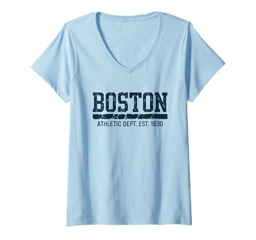Damen Boston Tshirt Massachusetts MA Vintage Sport Retro T-Shirt mit V-Ausschnitt von Boston TShirt Massachusetts Ma Vintage Sports