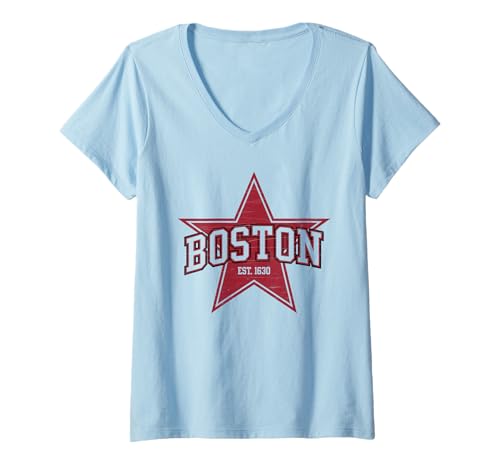 Damen Boston Tshirt Massachusetts MA Vintage Sport Retro T-Shirt mit V-Ausschnitt von Boston TShirt Massachusetts Ma Vintage Sports