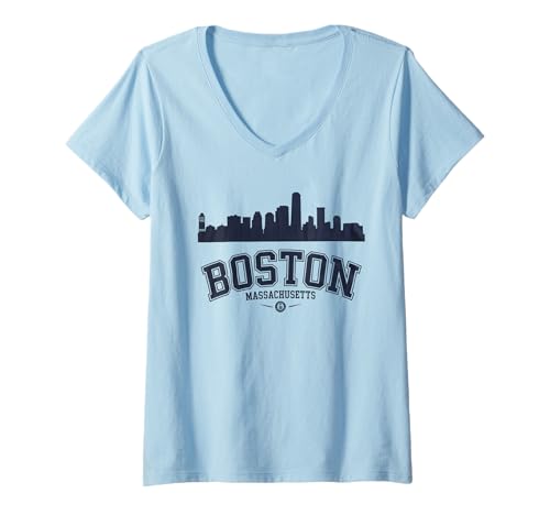 Damen Boston Tshirt Massachusetts MA Vintage Sport Retro T-Shirt mit V-Ausschnitt von Boston TShirt Massachusetts Ma Vintage Sports
