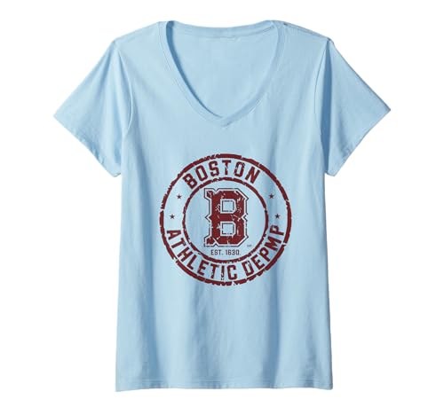 Damen Boston Tshirt Massachusetts MA Vintage Sport Retro T-Shirt mit V-Ausschnitt von Boston TShirt Massachusetts Ma Vintage Sports