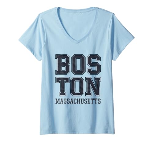 Damen Boston Tshirt Massachusetts MA Vintage Sport Retro T-Shirt mit V-Ausschnitt von Boston TShirt Massachusetts Ma Vintage Sports