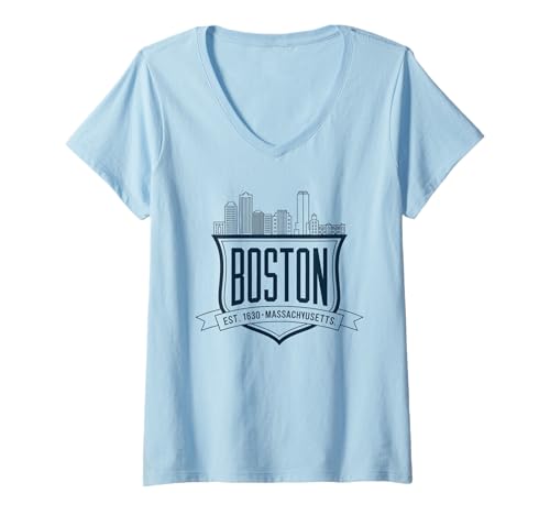 Damen Boston Tshirt Massachusetts MA Vintage Sport Retro T-Shirt mit V-Ausschnitt von Boston TShirt Massachusetts Ma Vintage Sports