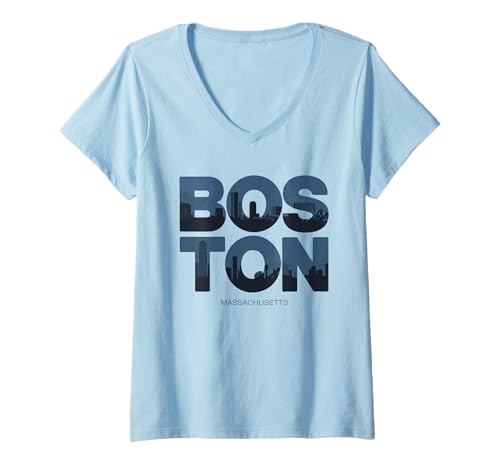 Damen Boston Tshirt Massachusetts MA Vintage Sport Retro T-Shirt mit V-Ausschnitt von Boston TShirt Massachusetts Ma Vintage Sports