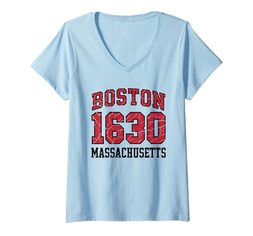Damen Boston Tshirt Massachusetts MA Vintage Sport Retro T-Shirt mit V-Ausschnitt von Boston TShirt Massachusetts Ma Vintage Sports