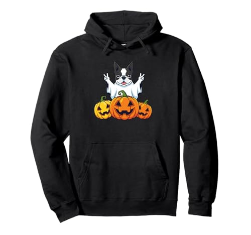 Boston Terrier Ghost Pumpkin Boo Halloween Kinder Herren Damen Pullover Hoodie von Boston Terrier Dog Halloween Ghost Pumpkin Outfits