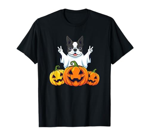 Boston Terrier Ghost Pumpkin Boo Halloween Kinder Herren Damen T-Shirt von Boston Terrier Dog Halloween Ghost Pumpkin Outfits