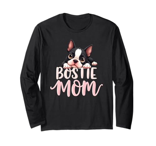 Bostie Mom Dog Boston Terrier Mama Süßer Welpe Langarmshirt von Boston Terrier Fun Designs