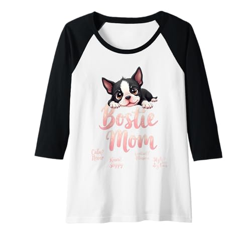 Damen Lustiges Bostie Mom Dog Boston Terrier Mama Humor Zitat Raglan von Boston Terrier Fun Designs