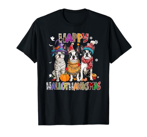 Boston Terrier Hunde Weihnachten Xmas Männer Frauen Kinder T-Shirt Boston Terrier Hunde Weihnachten Xmas Männer Frauen Kinder T-Shirt von Boston Terrier Happy Hallothankmas Christmas Dog