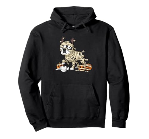 Boston Terrier Mumie Kürbis Halloween Kinder Herren Damen Pullover Hoodie von Boston Terrier Lovers Halloween Outfits Boy Girl
