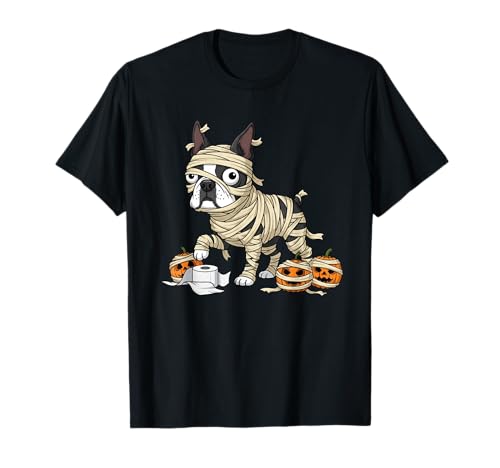 Boston Terrier Mumie Kürbis Halloween Kinder Herren Damen T-Shirt von Boston Terrier Lovers Halloween Outfits Boy Girl