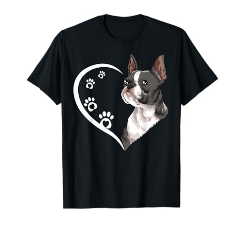 Boston Terrier T-Shirts für Frauen Mädchen Boston Terrier Herz T-Shirt von Boston Terrier T Shirt & Tees Co