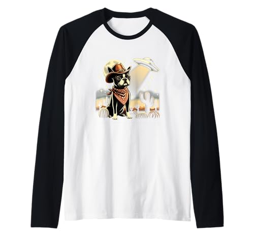 Boston Terrier UFO Cowboy Hund Mama Papa Liebe Kaktus Wüste Raglan Boston Terrier UFO Cowboy Hund Mama Papa Liebe Kaktus Wüste Raglan von Boston Terrier Ufo Cowboy Dog Mom Dad Love