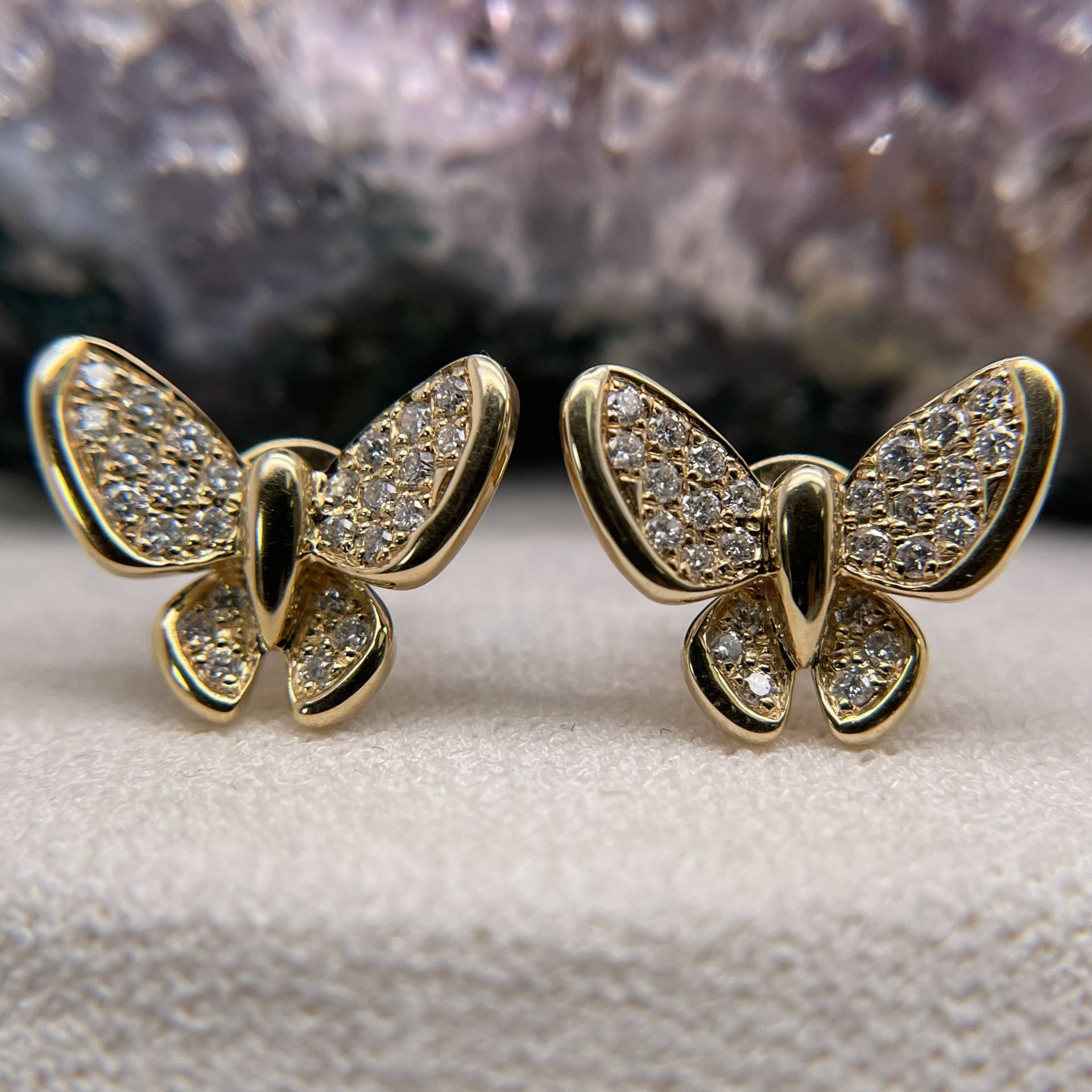 14K Schmetterling Ohrringe Gold Diamant Custom Geschenk Für Frau von BostonAriaJewelry