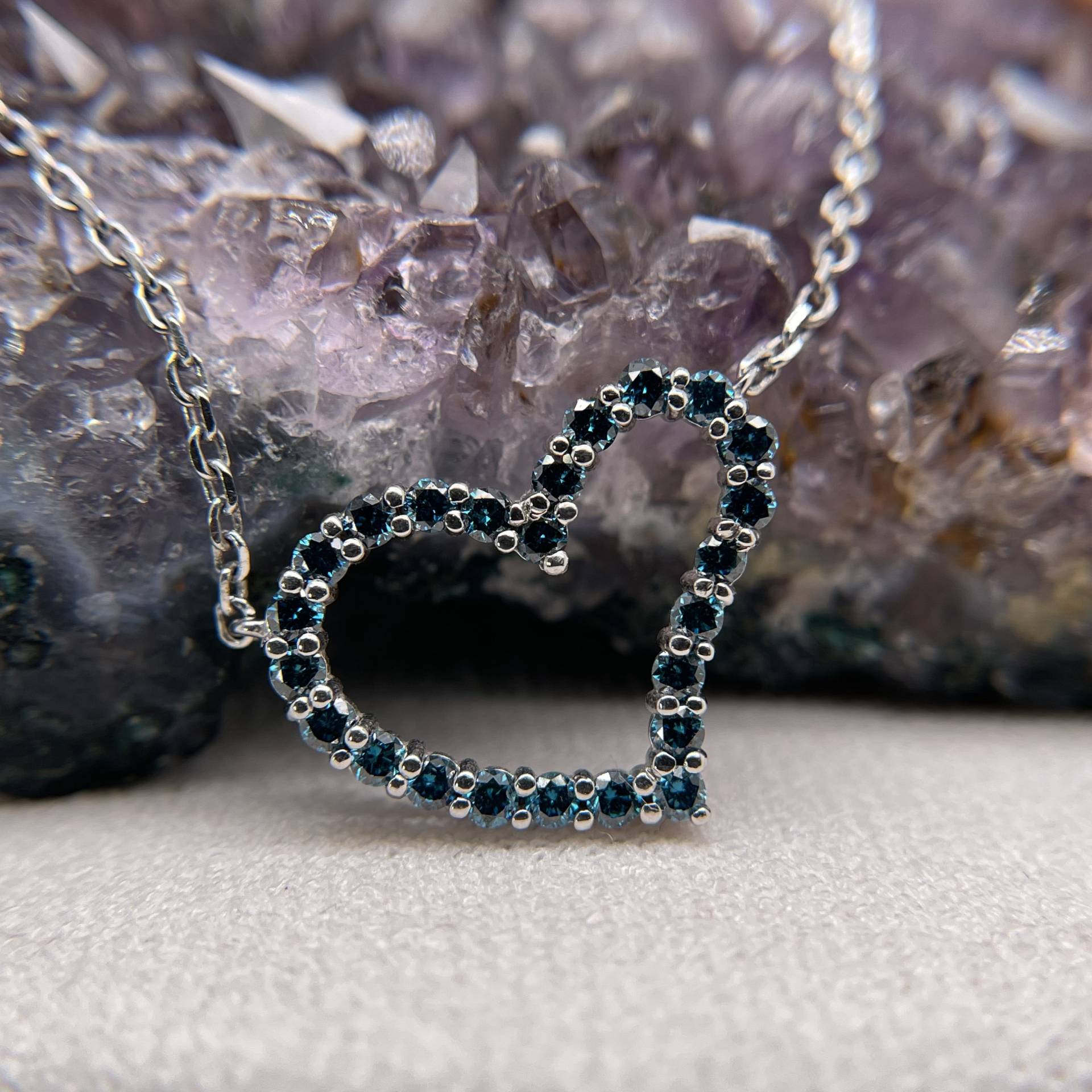 Blauer Diamant Anhänger, 14K Weißgold Halskette, Geschenk Für Frau Blauer Diamant Anhänger, 14K Weißgold Halskette, Geschenk Für Frau von BostonAriaJewelry