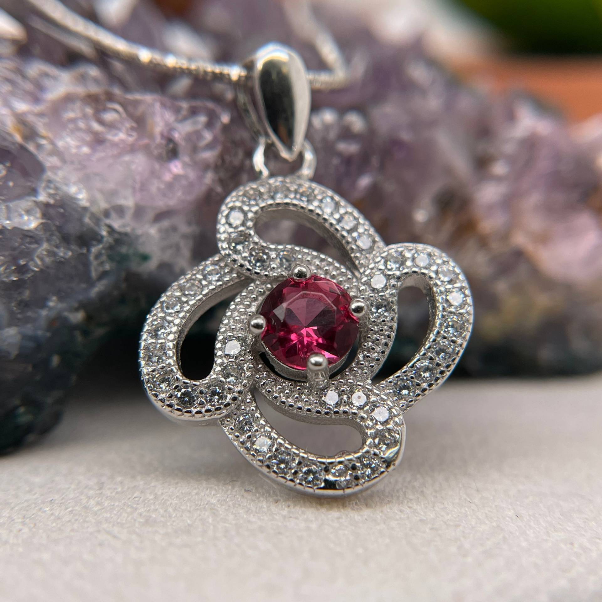 Blume Halskette - 925 Sterling Silber Blumen Farbe Stein Geschenk Für Sie von BostonAriaJewelry