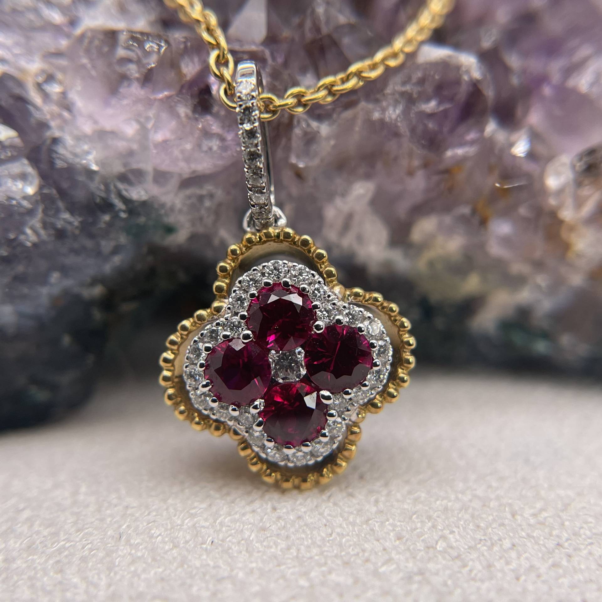 Diamant-Halskette Des Gelbgold-18K Für Frau, Diamant-Halskette, Rubin-Halskette, Geschenk Für Frau, Gelbgold-Halskette, Rubin-Diamant-Halskette Diamant-Halskette Des Gelbgold-18K Für Frau, Diamant-Halskette, Rubin-Halskette, Geschenk Für Frau, Gelbgold-Halskette, Rubin-Diamant-Halskette von BostonAriaJewelry