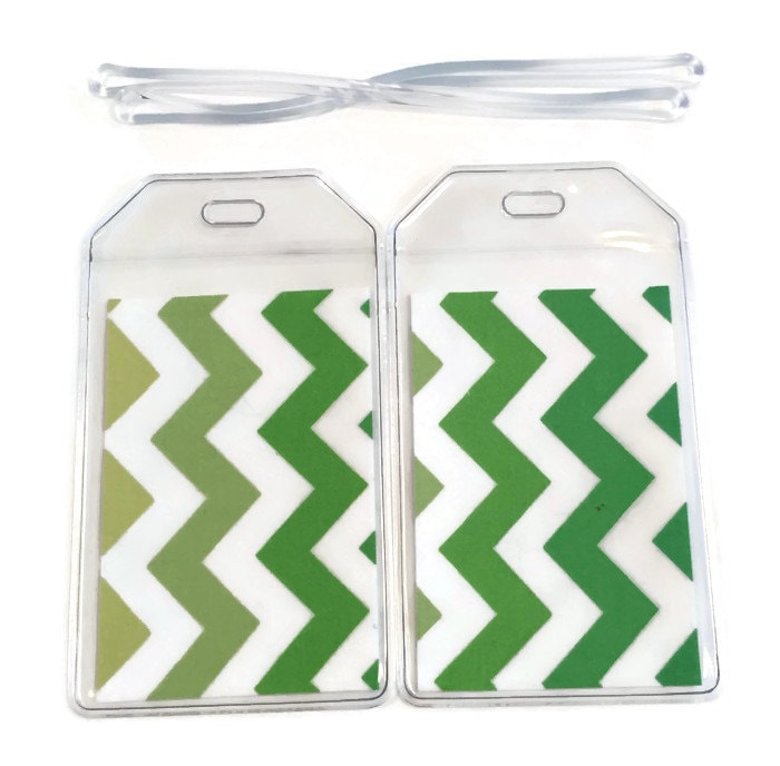 Gepäckanhänger 2Er-Set Green Ombre Chevron von BostonLinz