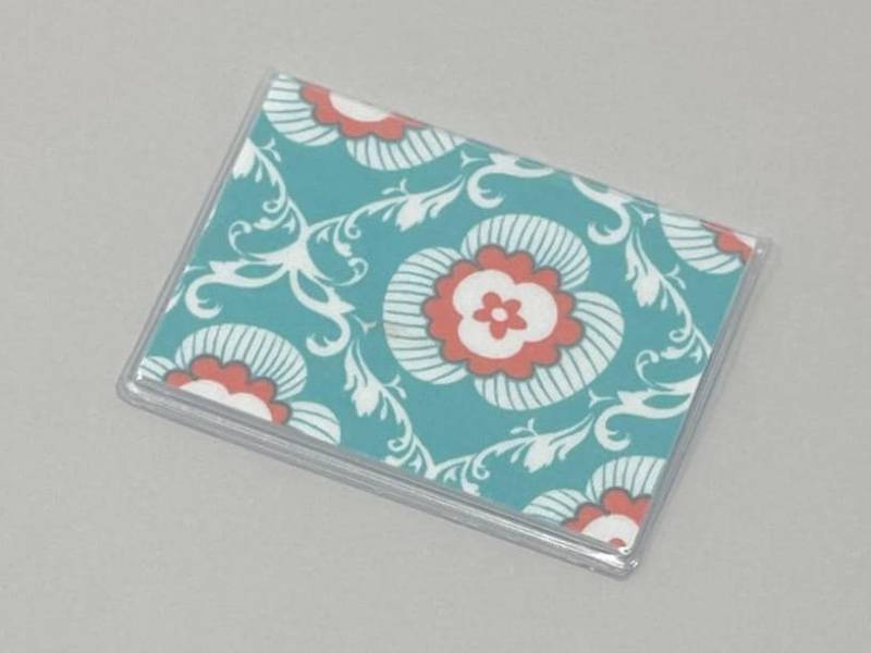 Kartenetui Mini Geldbörse Türkis Damask von BostonLinz