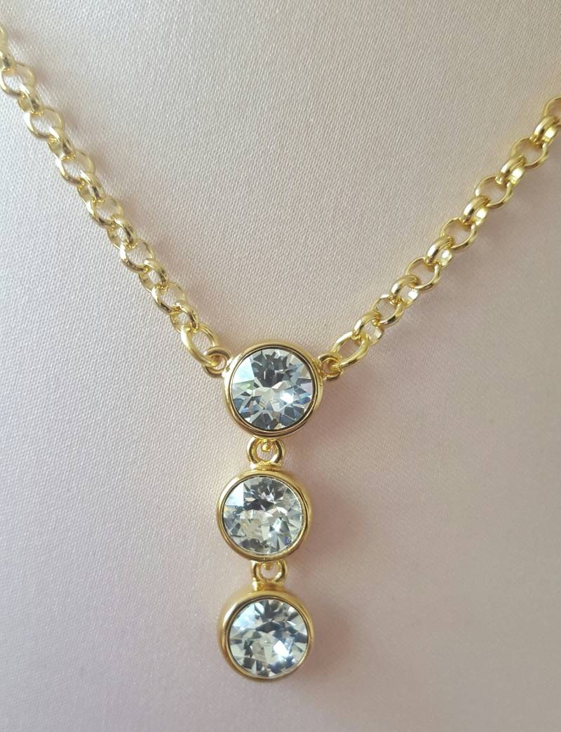 Clear Crystal Triple Drop Halskette Clear Crystal Triple Drop Halskette von BostonSparkleStudio
