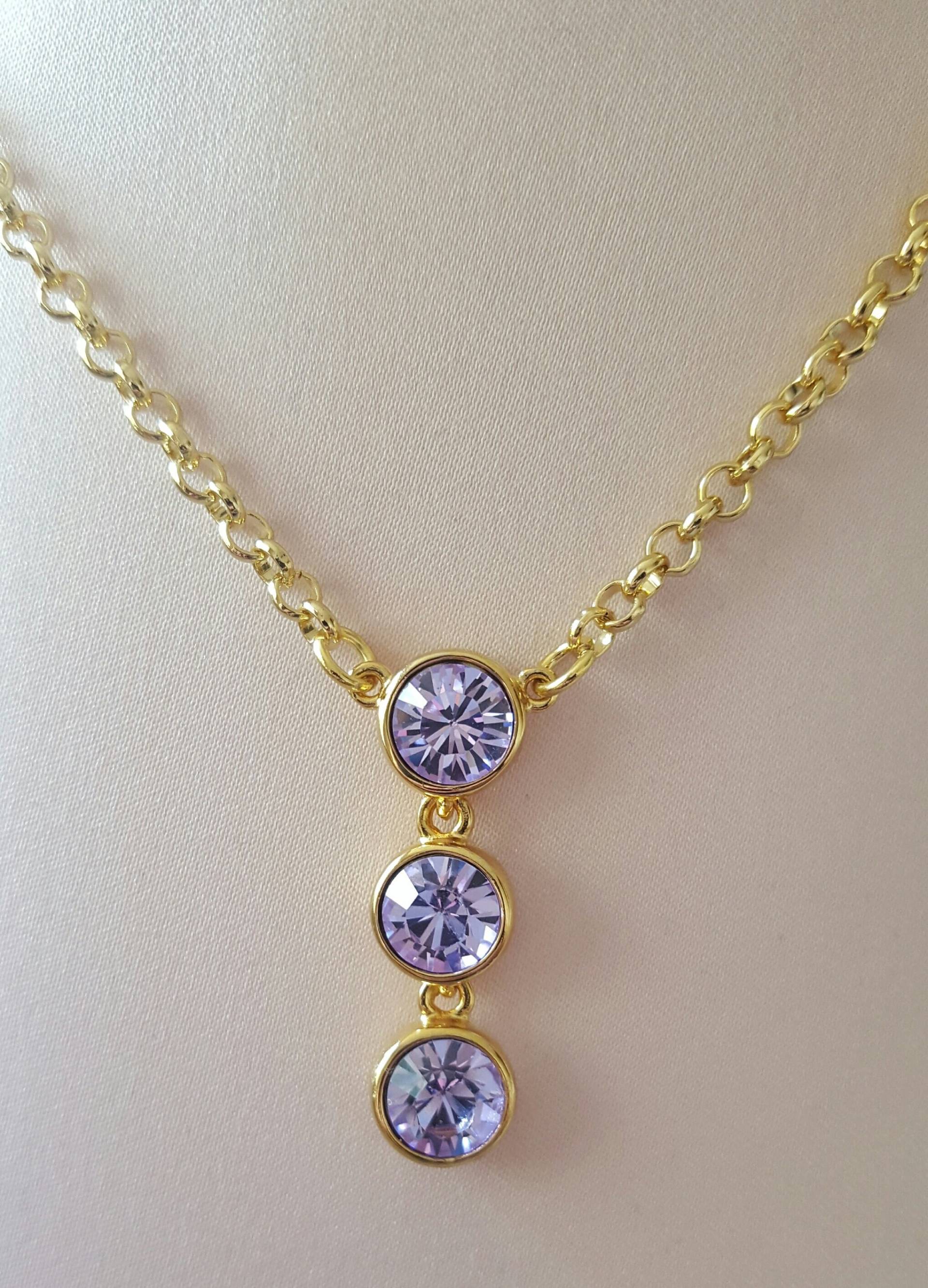 Violett Lila Crystal Triple Drop Halskette Violett Lila Crystal Triple Drop Halskette von BostonSparkleStudio