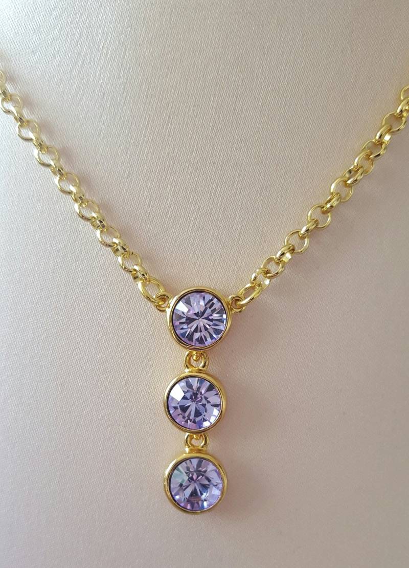 Violett Lila Crystal Triple Drop Halskette Violett Lila Crystal Triple Drop Halskette von BostonSparkleStudio