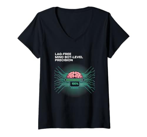 Damen Gaming Bot Precision Brain Pixel Graphic T-Shirt mit V-Ausschnitt Damen Gaming Bot Precision Brain Pixel Graphic T-Shirt mit V-Ausschnitt von Bot Logic Gaming Nerd Pixel AI Humor
