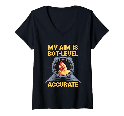 Damen Bot-Level Aim Gaming Accuracy Pixel Graphic T-Shirt mit V-Ausschnitt Damen Bot-Level Aim Gaming Accuracy Pixel Graphic T-Shirt mit V-Ausschnitt von Bot Logic Gaming Nerd Pixel Humor
