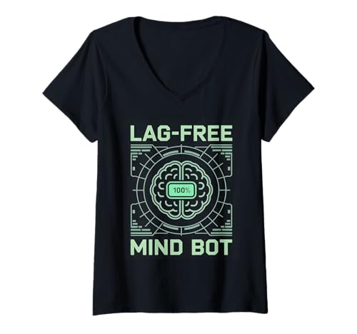 Damen Mind Bot Lag-Free Gaming Pixel Tech Design T-Shirt mit V-Ausschnitt Damen Mind Bot Lag-Free Gaming Pixel Tech Design T-Shirt mit V-Ausschnitt von Bot Logic Gaming Nerd Pixel Humor