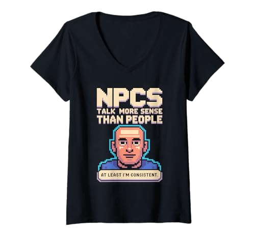 Damen NPC Logic Better Than People Gamer Graphic T-Shirt mit V-Ausschnitt Damen NPC Logic Better Than People Gamer Graphic T-Shirt mit V-Ausschnitt von Bot Logic Gaming Nerd Pixel Humor