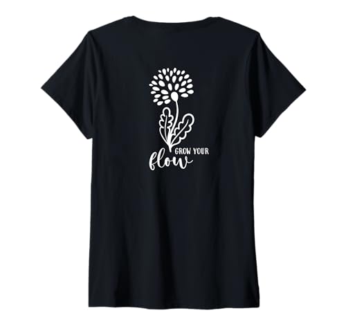 Damen Grow Your Flow - Schönes Blumendesign T-Shirt mit V-Ausschnitt von Botanic World