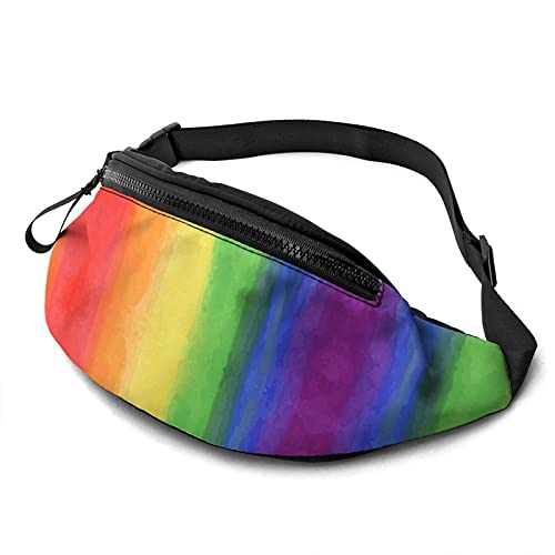 Aquarell-Regenbogen-Spektrum-Bauchtasche für Herren und Damen, mit verstellbarem Reißverschluss, Sport-Fitness-Gürteltasche für Workout, Reisen, Freizeit, Laufen, Aquarell-Regenbogen-Spektrum, von Botell