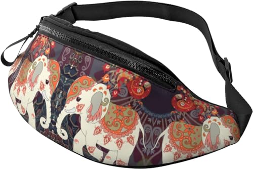 Bauchtasche, modisch, wasserdicht, Unisex, Gürteltasche für Männer und Frauen (indischer Elefant, Mandala, Blumenmuster), Siehe Abbildung, Einheitsgröße, modisch von Botell