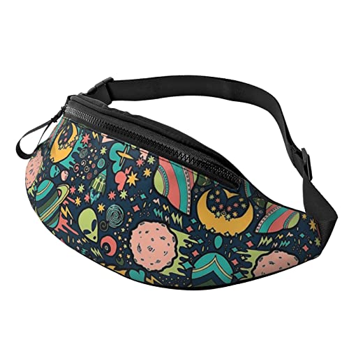 Bauchtasche Mode UFO Alien Taille Brust Tasche Verstellbarer Gürtel Brust Schulter Pack Casual Tasche Bauchtaschen Hüfttasche für Frauen Männer, Grüne Aliens-5 (Grüne, Einheitsgröße, Aktentasche von Botell