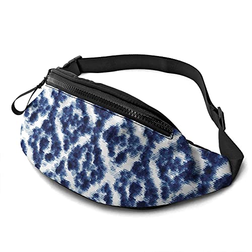 Bauchtasche für Damen und Herren, mit verstellbarem Reißverschluss, für Sport, Fitness, für Workout, Reisen, Freizeit, Laufen, Blau, Blauer Batik-Stil, Einheitsgröße, modisch von Botell