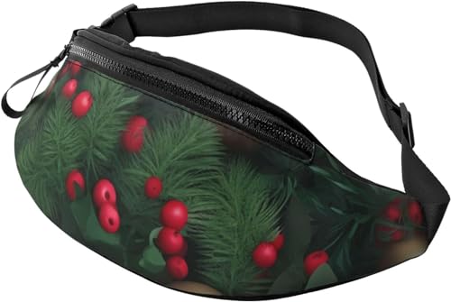 Bauchtasche mit tropischem Strandpflanzen-Motiv, für Damen und Herren, modische Gürteltasche für Workout, Laufen, Reisen, lässige Hüfttasche, Baum Fichte Blätter Kugeln Blumen Beere, Einheitsgröße, von Botell