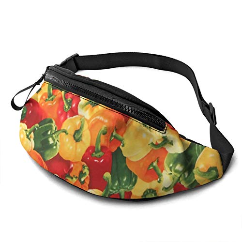 Bell Pepper Bauchtasche für Herren und Damen, mit verstellbarem Reißverschluss, Sport-Fitness-Gürteltasche für Workout, Reisen, Freizeit, Laufen, Paprika, Einheitsgröße, modisch von Botell