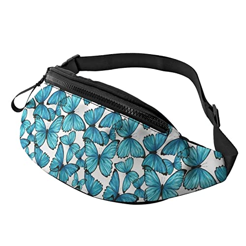 Bienen und Sonnenblumen Bauchtasche für Männer und Frauen, verstellbarer Gürtel, Hüfttasche, modische Hüfttaschen für Outdoor, Laufen, Workout, Reisen, Wandern, Blaue Schmetterlinge, Einheitsgröße, von Botell