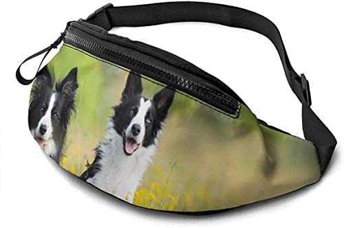 Border Collie Gürteltasche für Hunde, mit Kopfhörerloch, verstellbare Schultertasche, Unisex, Laufgürteltasche für Wandern, Radfahren, Sport, Border Collie Dog, Einheitsgröße, modisch von Botell