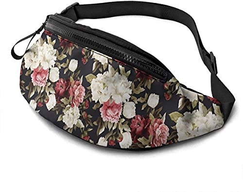 Gürteltasche mit Kopfhörerloch, verstellbare Schultertasche, Unisex, zum Laufen, Wandern, Radfahren, Sport, Aquarell-Rose, Einheitsgröße, modisch von Botell