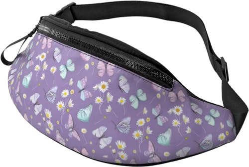 Gürteltasche mit Schmetterlingsmotiv, für Outdoor-Sport, Freizeit, Umhängetasche, Umhängetasche für Damen und Herren, Schmetterling und Gänseblümchen, Einheitsgröße, modisch von Botell