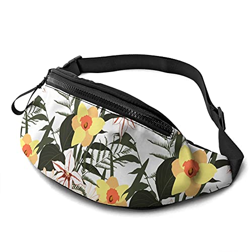 Gürteltasche mit abstraktem Blumenmuster, für Damen und Herren, mit verstellbarem Reißverschluss, Sport, Fitness, Gürteltasche für Workout, Reisen, Freizeit, Laufen, Gelbe abstrakte Blumen, von Botell